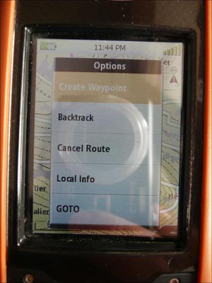 GPS Triton 2000 : menu