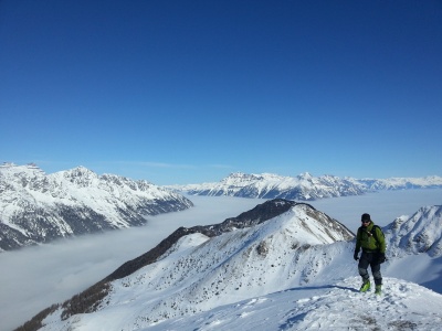 Veste Lafuma Peak Neo Shell à ski de rando dans le massif du mont Blanc