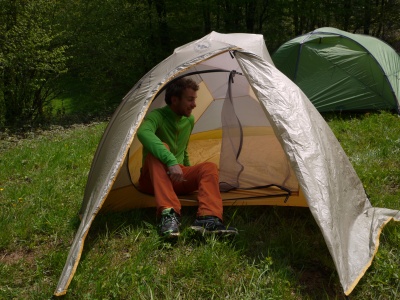 Tente Big Agnès FlyCreek UL3 - homme dans la tente