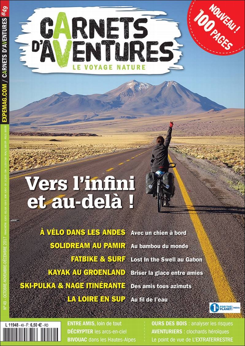 Couverture Carnets d'Aventures #49 :
Nous retrouvons le bitume après une traversée est-ouest de la Puna d'Atacama, un désert montagneux à cheval sur le nord de l'Argentine et du Chili.
Photo : Mickaël Dando et Pauline Verdier