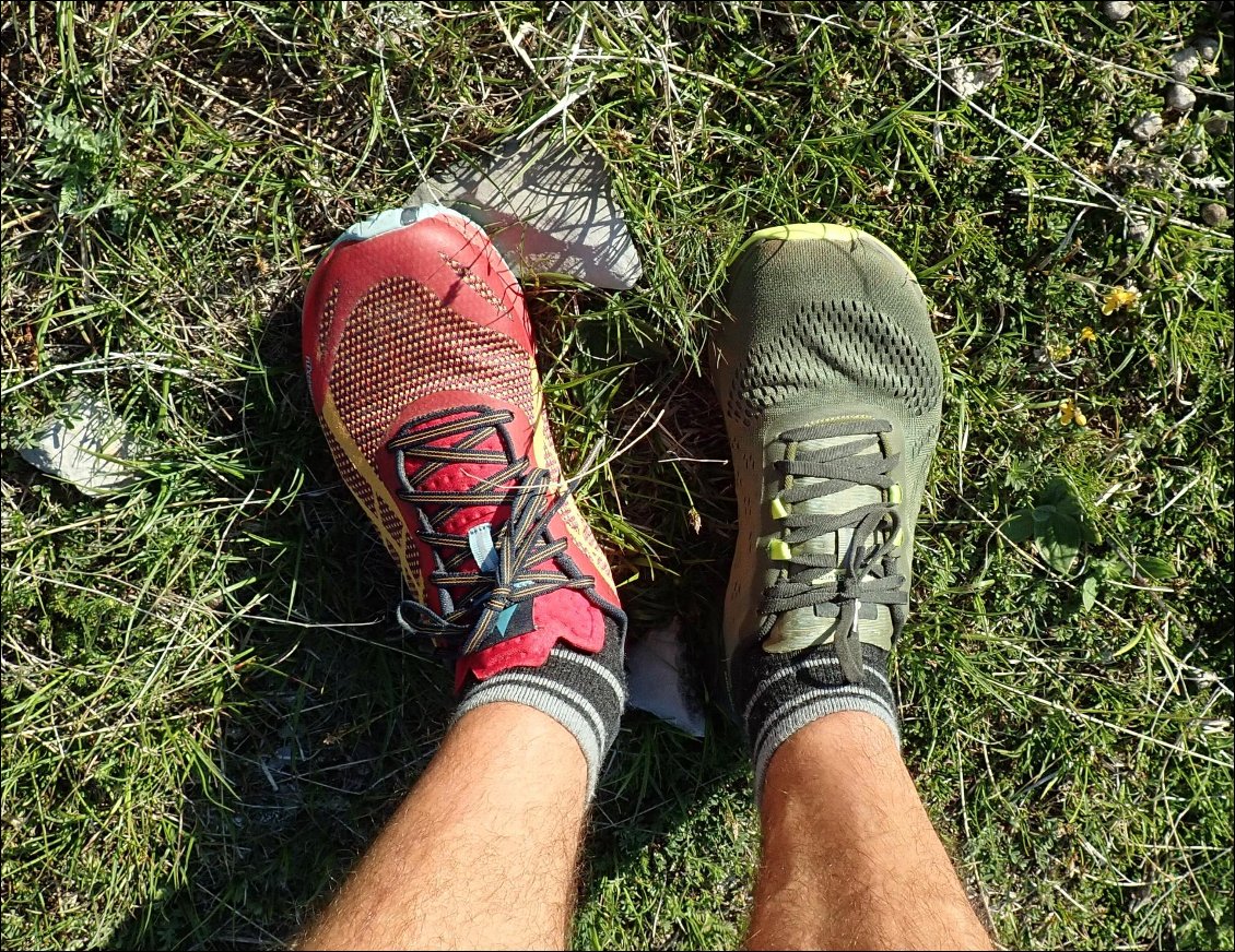 Les 2 chaussures utilisées lors d'une rando