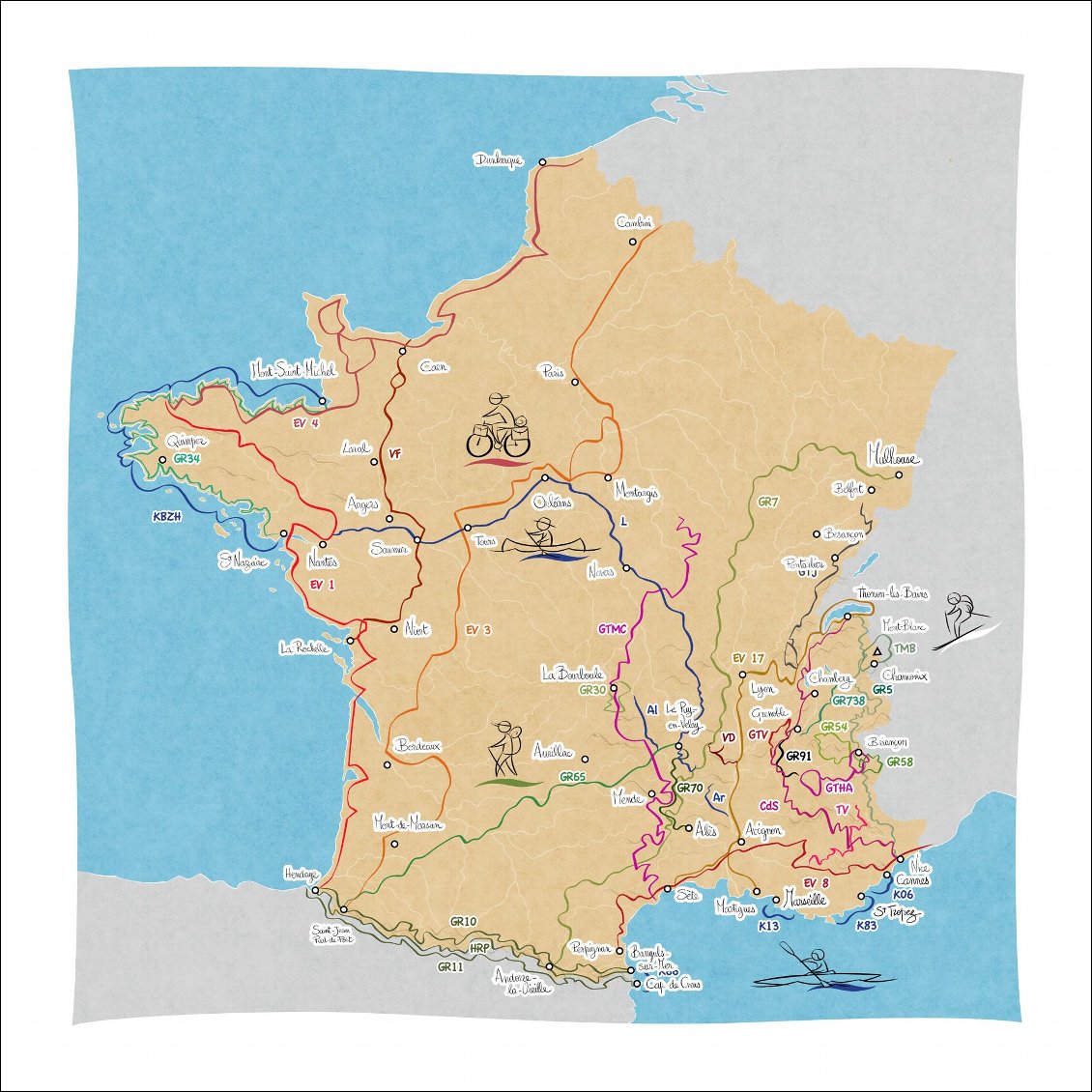 Grands itinéraires balisés en France